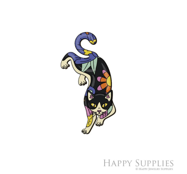 2pcs Handmade Jewelry Making Supplies Beads Cut Wooden Cat Charm For DIY Necklace Earring Brooch (CW953)