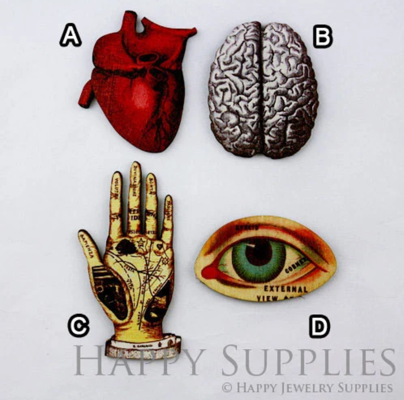 2pcs Handmade Jewelry Making Supplies Beads Cut Wooden Heart Eye  Charm For DIY Necklace Earring Brooch (CW010)