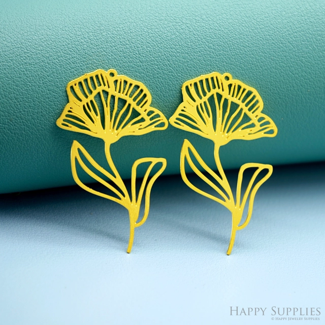 2pcs Stainless Steel Jewelry Charms, Raw Brass Charms, Flower Charms, Earrings Findings, Stainless Steel Silver Jewelry Pendants, Brass Jewelry Findings, Stainless Steel Pendants Jewelry Wholesale (D2954)