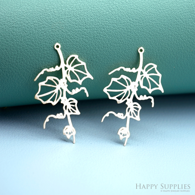 2pcs Stainless Steel Jewelry Charms, Raw Brass Charms, Flower Charms, Earrings Findings, Stainless Steel Silver Jewelry Pendants, Brass Jewelry Findings, Stainless Steel Pendants Jewelry Wholesale (D2961)