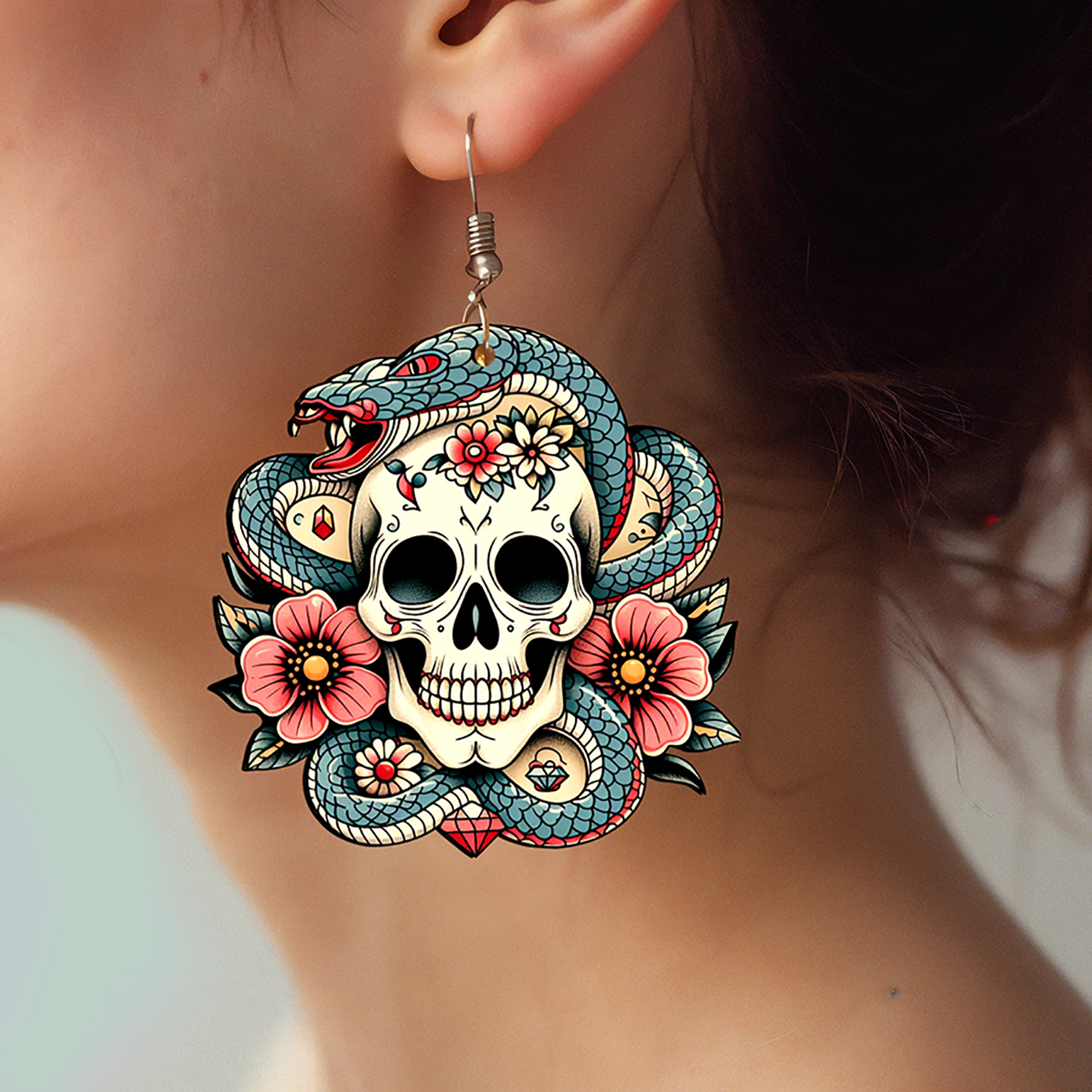 2pcs Handmade Jewelry Making Supplies Beads Cut Wooden Skull Charm For DIY Necklace Earring Brooch (WE298)