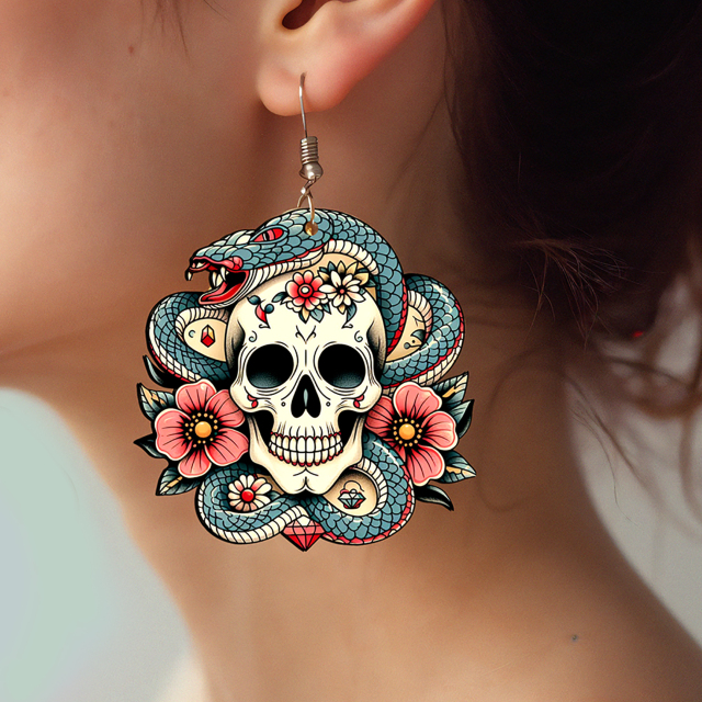 2pcs Handmade Jewelry Making Supplies Beads Cut Wooden Skull Charm For DIY Necklace Earring Brooch (WE298)