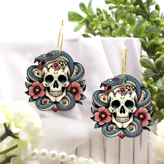2pcs Handmade Jewelry Making Supplies Beads Cut Wooden Skull Charm For DIY Necklace Earring Brooch (WE298)