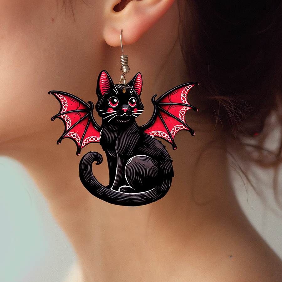 2pcs Handmade Jewelry Making Supplies Beads Cut Wooden Cat Charm For DIY Necklace Earring Brooch (WE299)