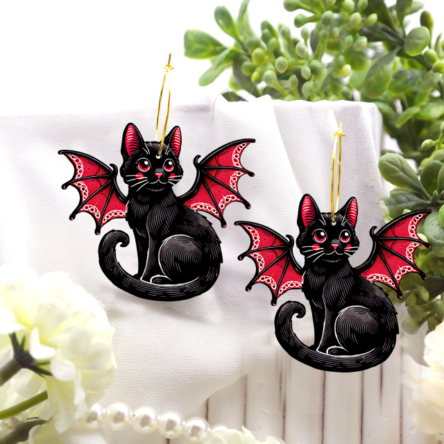 2pcs Handmade Jewelry Making Supplies Beads Cut Wooden Cat Charm For DIY Necklace Earring Brooch (WE299)