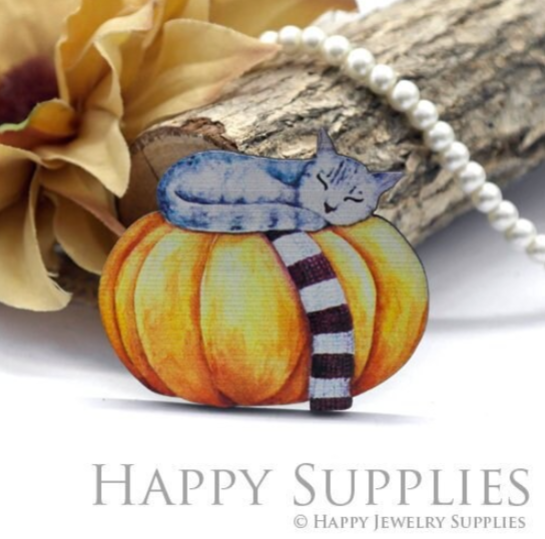 Handmade Jewelry Making Supplies Beads Cut Wooden  Pumpkin Charm For DIY Necklace Earring Brooch (CW106-C)