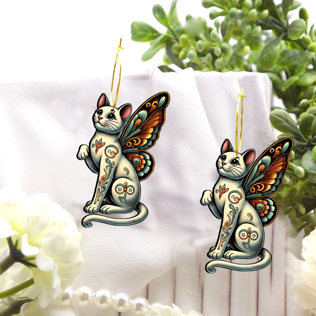 2pcs Handmade Jewelry Making Supplies Beads Cut Wooden Cat Charm For DIY Necklace Earring Brooch (WE300)