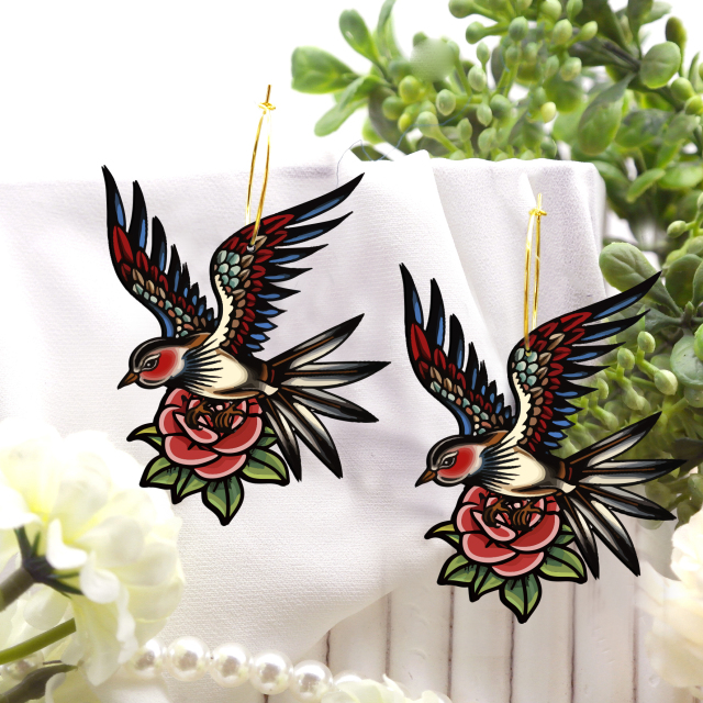 2pcs Handmade Jewelry Making Supplies Beads Cut Wooden Bird Charm For DIY Necklace Earring Brooch (WE306)