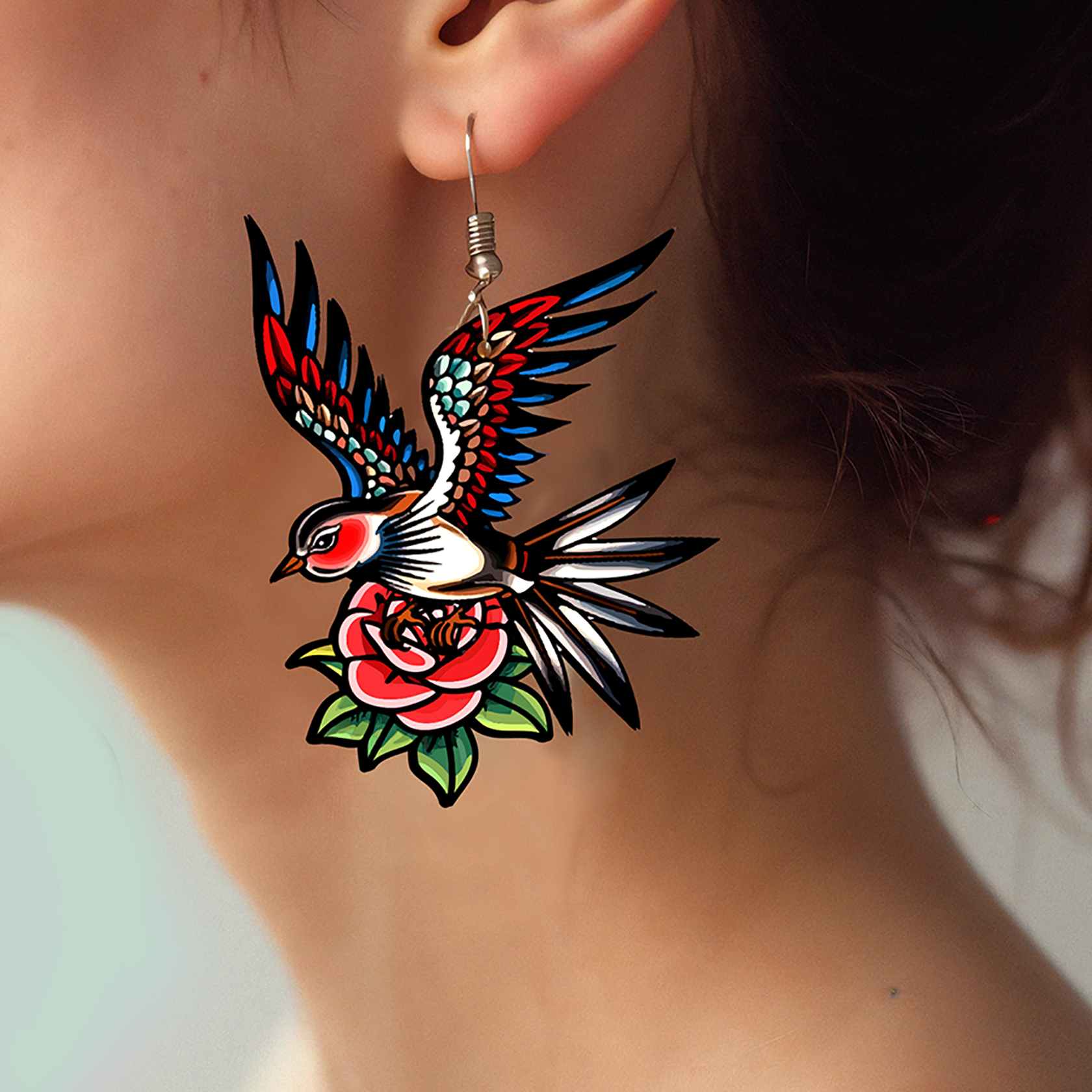 2pcs Handmade Jewelry Making Supplies Beads Cut Wooden Bird Charm For DIY Necklace Earring Brooch (WE306)