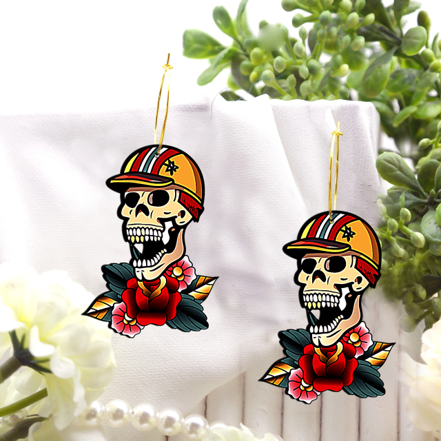 2pcs Handmade Jewelry Making Supplies Beads Cut Wooden skull  Charm For DIY Necklace Earring Brooch (WE307)