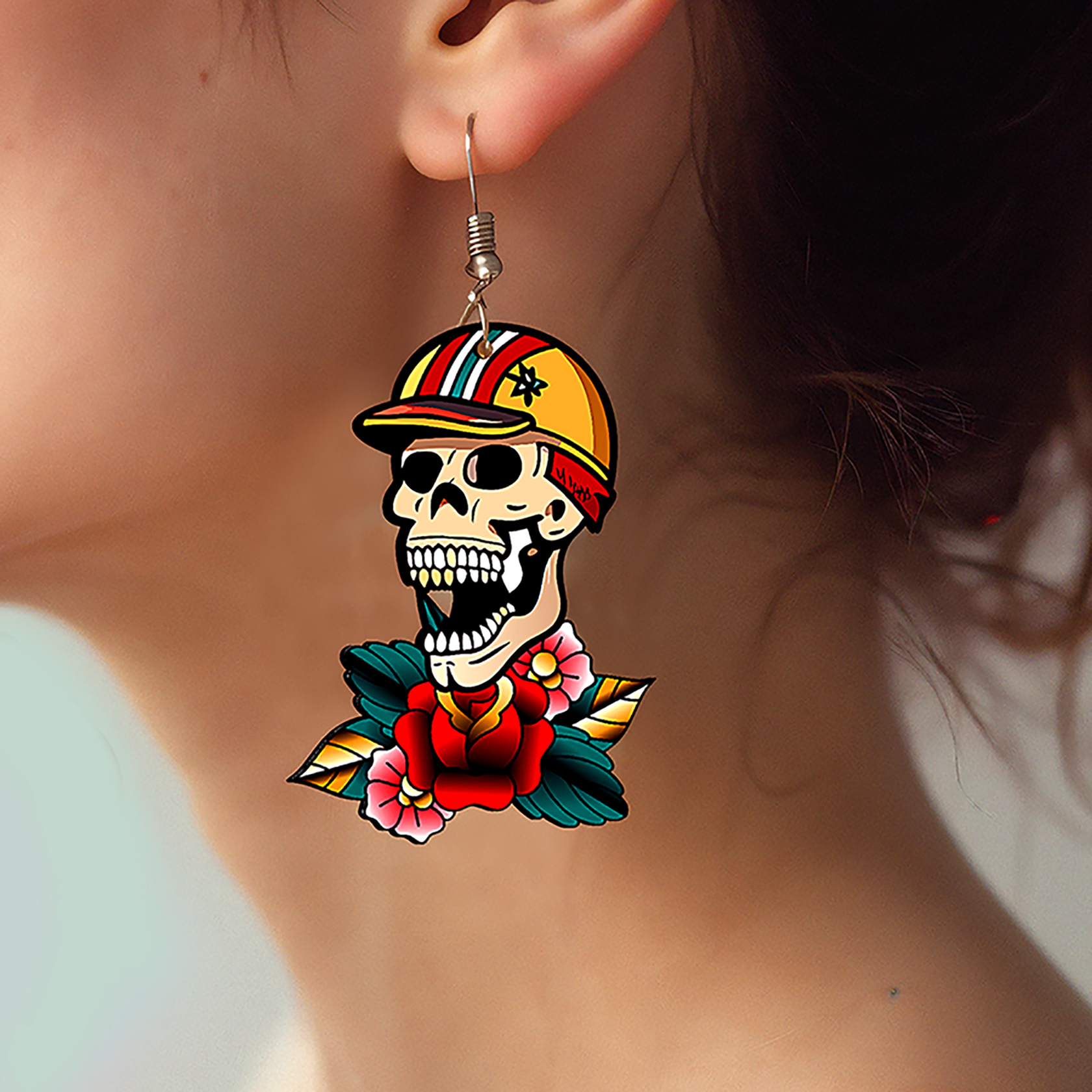 2pcs Handmade Jewelry Making Supplies Beads Cut Wooden skull  Charm For DIY Necklace Earring Brooch (WE307)