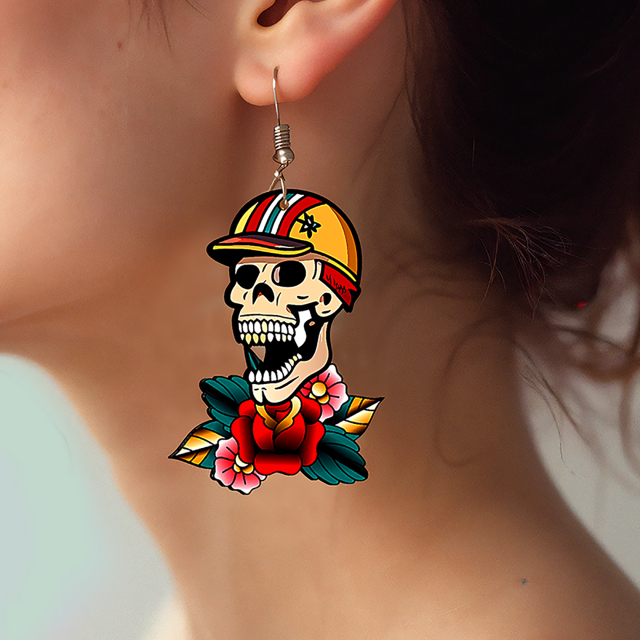 2pcs Handmade Jewelry Making Supplies Beads Cut Wooden skull  Charm For DIY Necklace Earring Brooch (WE307)