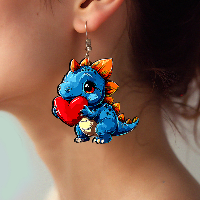 2pcs Handmade Jewelry Making Supplies Beads Cut Wooden Dinosaur Charm For DIY Necklace Earring Brooch (WE310)