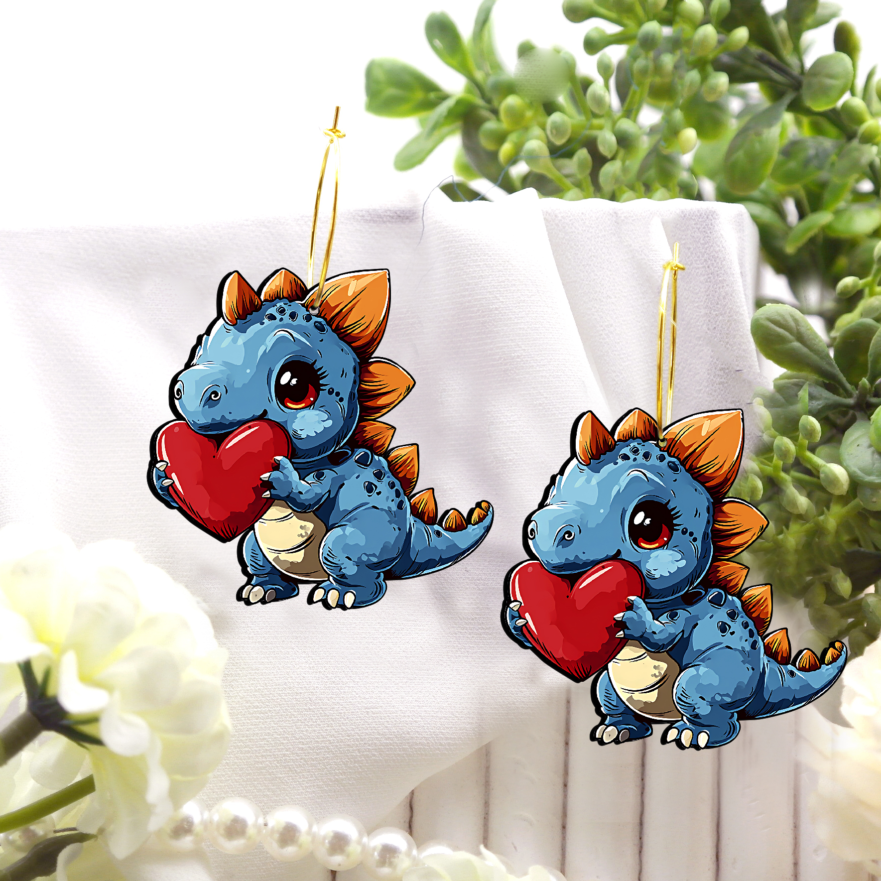 2pcs Handmade Jewelry Making Supplies Beads Cut Wooden Dinosaur Charm For DIY Necklace Earring Brooch (WE310)