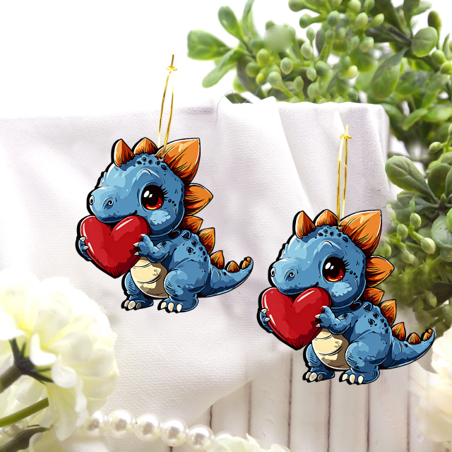 2pcs Handmade Jewelry Making Supplies Beads Cut Wooden Dinosaur Charm For DIY Necklace Earring Brooch (WE310)