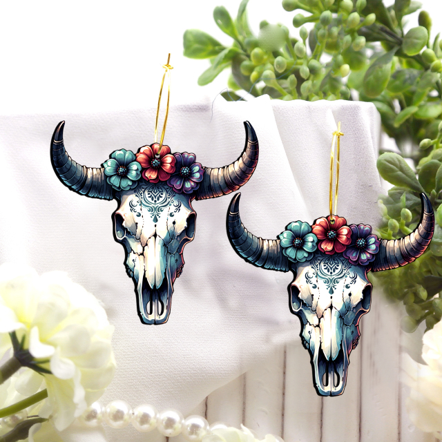 2pcs Handmade Jewelry Making Supplies Beads Cut Wooden Cow Charm For DIY Necklace Earring Brooch (WE312)