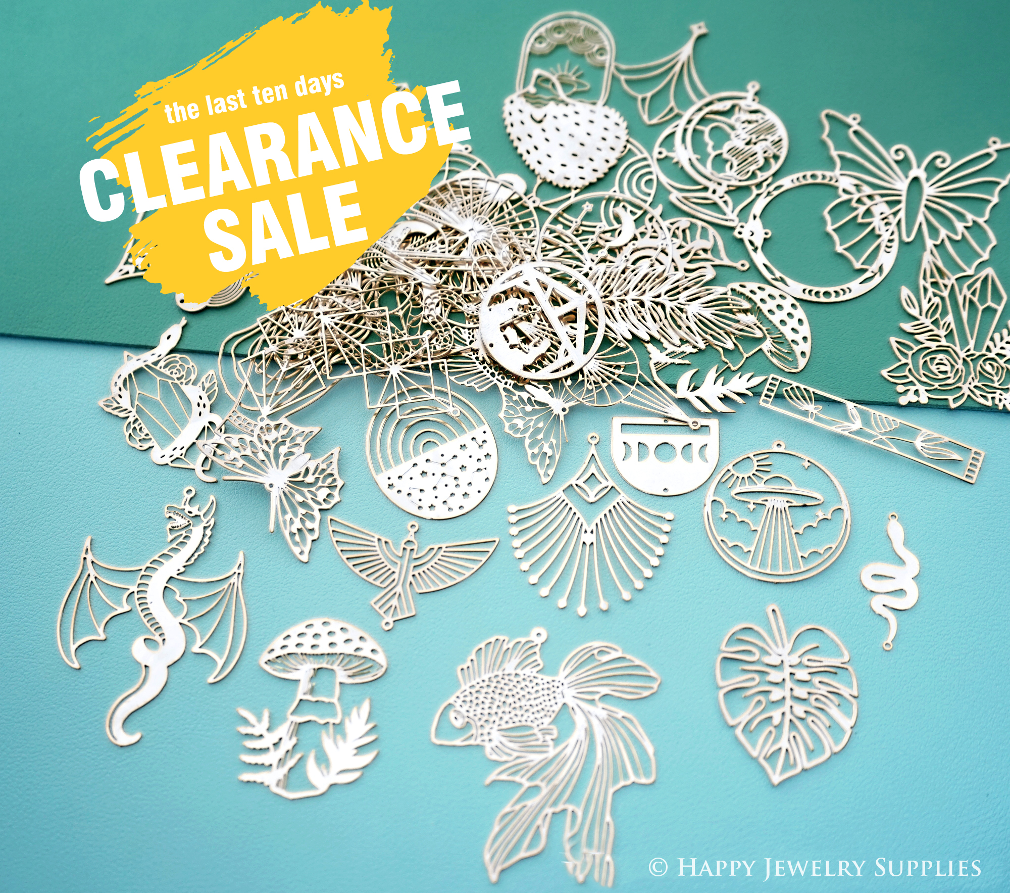 Clearance Sale Good Quality Send Randomly Raw Brass Charm / Pendant,Stainless Steel Charms / Pendant, Gold plated Charms, Silver plated Charms/ stud Earring,Brass Connector,Making Jewelry Supplies