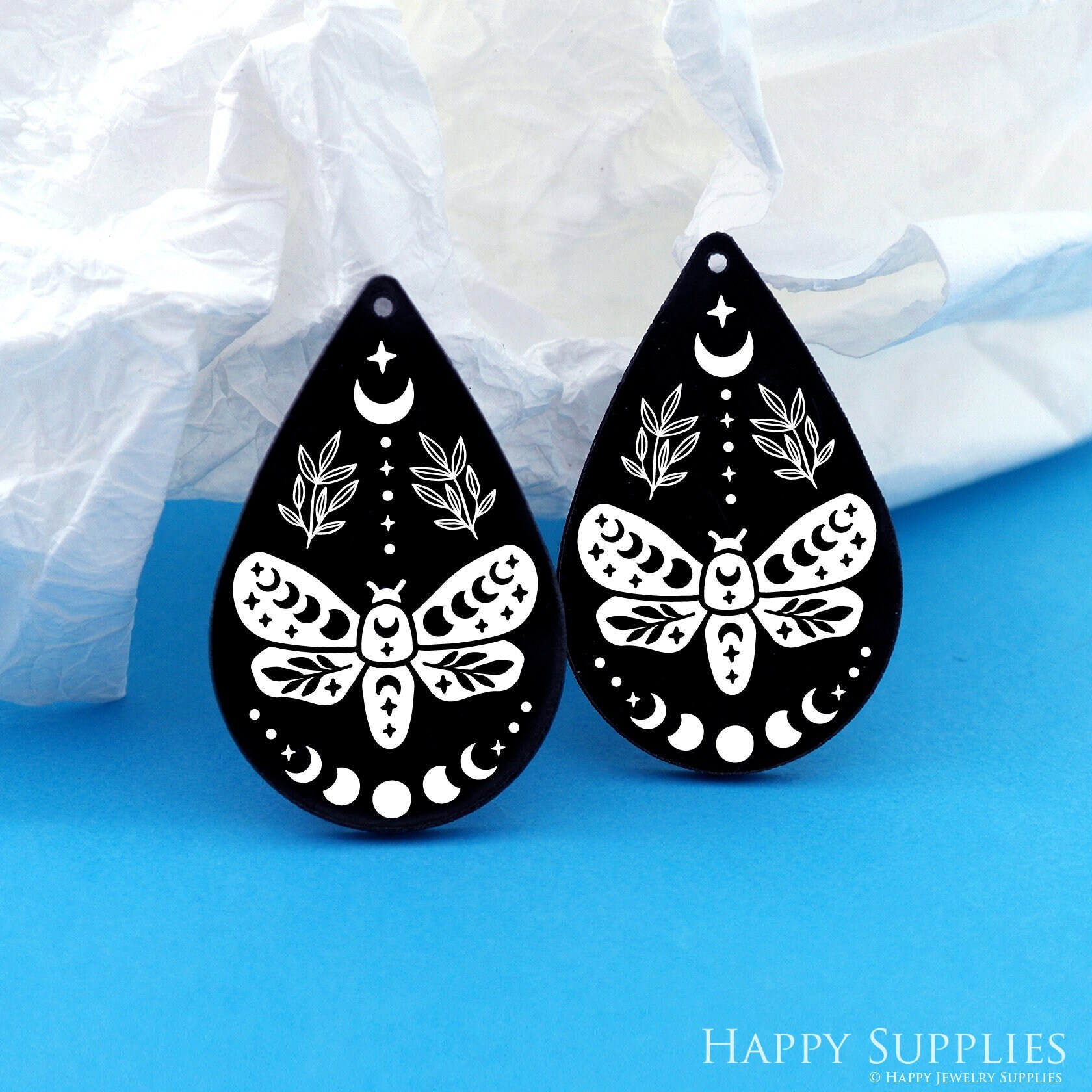 Black Acrylic Earrings Charms, Butterfly Earring Charms, Acrylic Pendants, Earring Findings, Jewelry Supplies (BAH125)