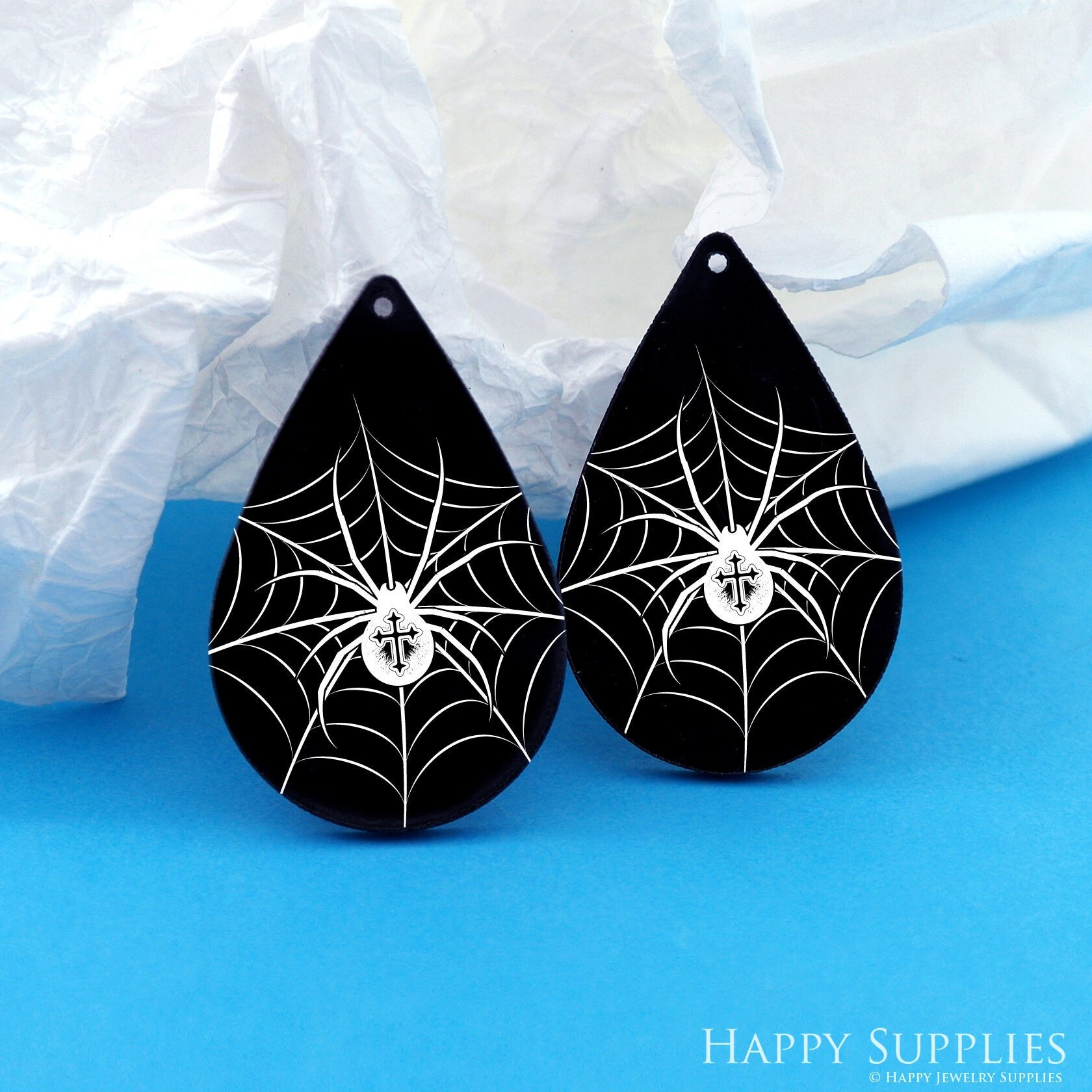 Black Acrylic Earrings Charms, Spider Earring Charms, Acrylic Pendants, Earring Findings, Jewelry Supplies (BAH126)