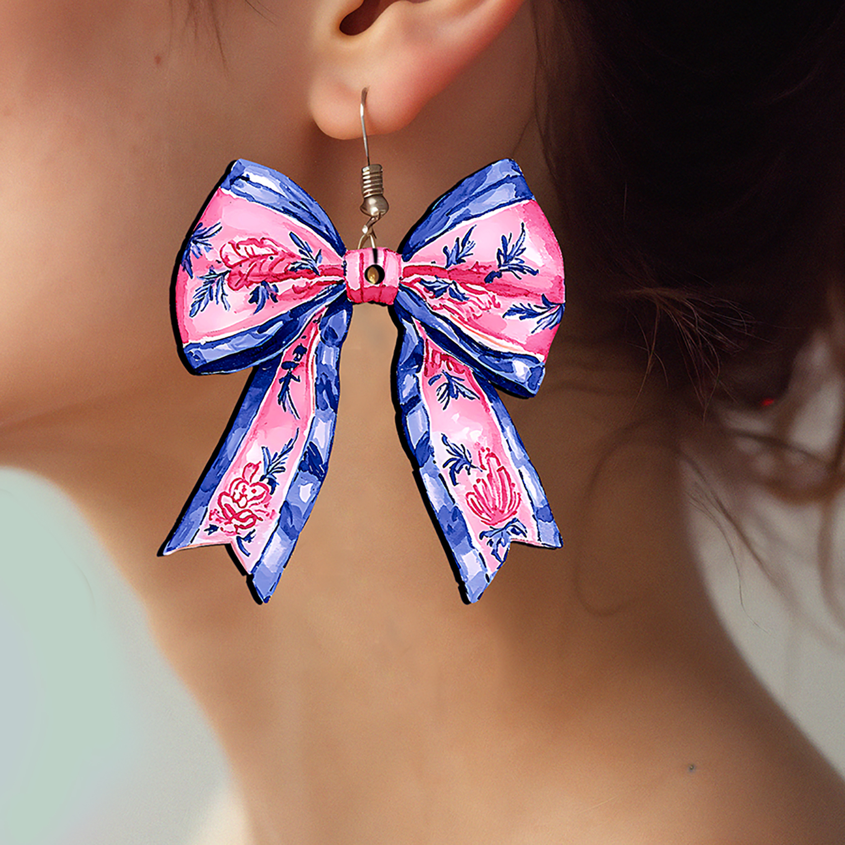 2pcs Handmade Jewelry Making Supplies Beads Cut Wooden Bowknot Charm For DIY Necklace Earring Brooch (WE314)