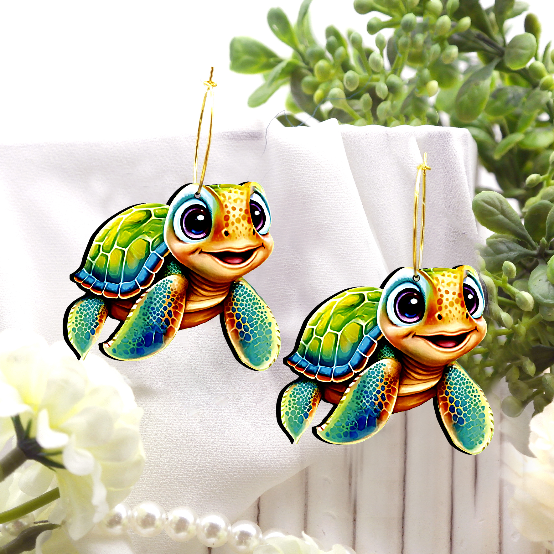 2pcs Handmade Jewelry Making Supplies Beads Cut Wooden Turtle Charm For DIY Necklace Earring Brooch (WE316)