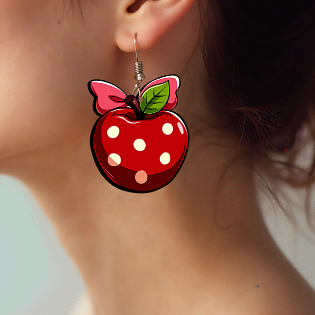 2pcs Handmade Jewelry Making Supplies Beads Cut Wooden Apple Charm For DIY Necklace Earring Brooch (WE317)