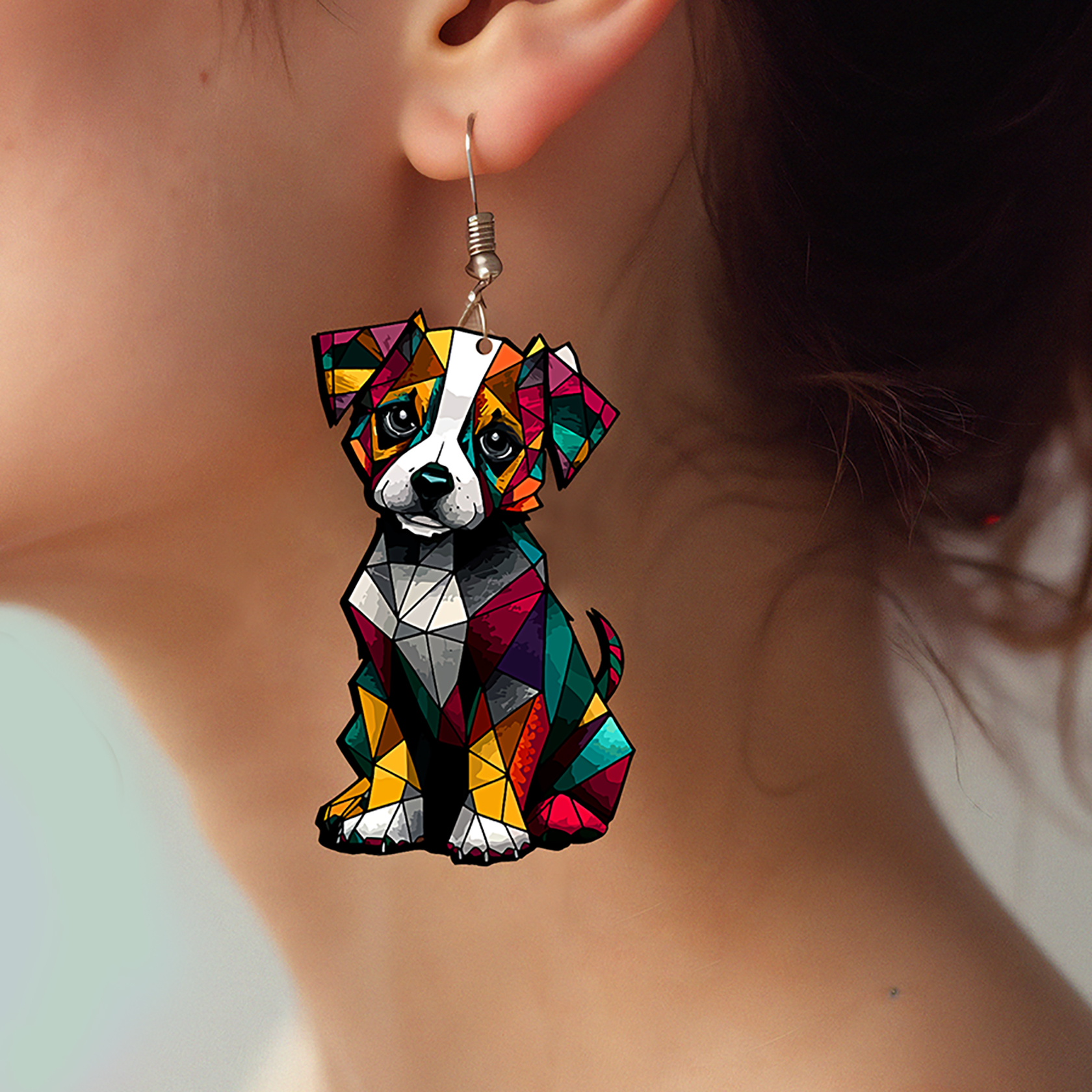 2pcs Handmade Jewelry Making Supplies Beads Cut Wooden Dog Charm For DIY Necklace Earring Brooch (WE318)