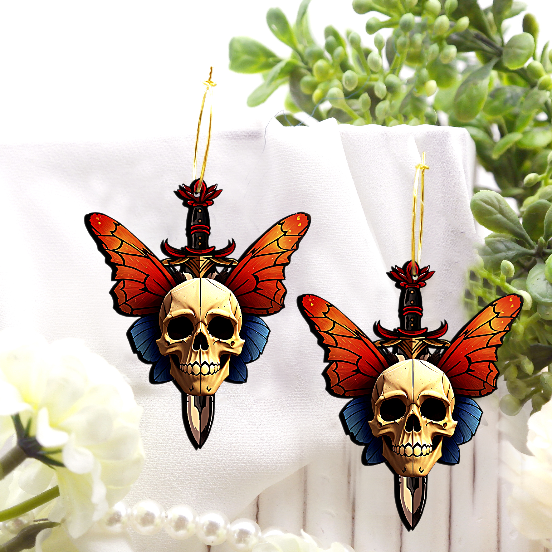 2pcs Handmade Jewelry Making Supplies Beads Cut Wooden Skull Charm For DIY Necklace Earring Brooch (WE319)