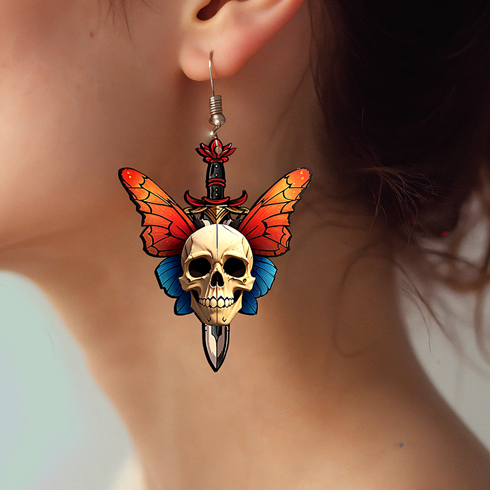 2pcs Handmade Jewelry Making Supplies Beads Cut Wooden Skull Charm For DIY Necklace Earring Brooch (WE319)