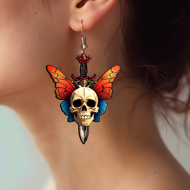 2pcs Handmade Jewelry Making Supplies Beads Cut Wooden Skull Charm For DIY Necklace Earring Brooch (WE319)