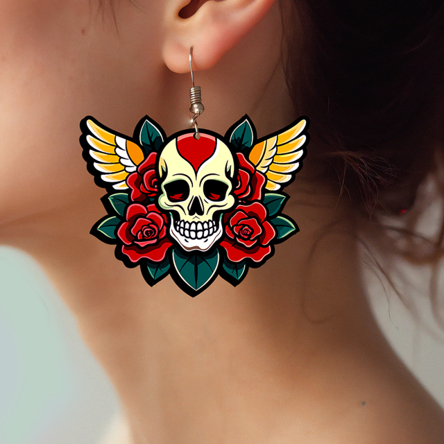 2pcs Handmade Jewelry Making Supplies Beads Cut Wooden Skull Charm For DIY Necklace Earring Brooch (WE320)
