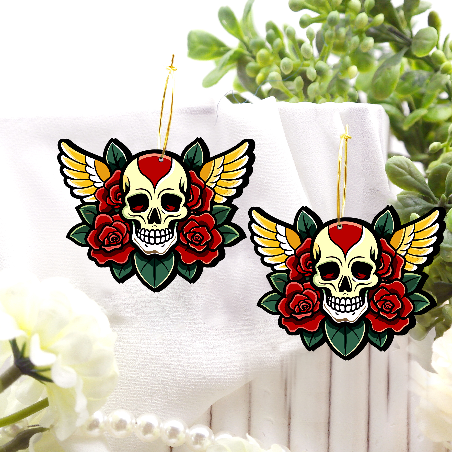 2pcs Handmade Jewelry Making Supplies Beads Cut Wooden Skull Charm For DIY Necklace Earring Brooch (WE320)