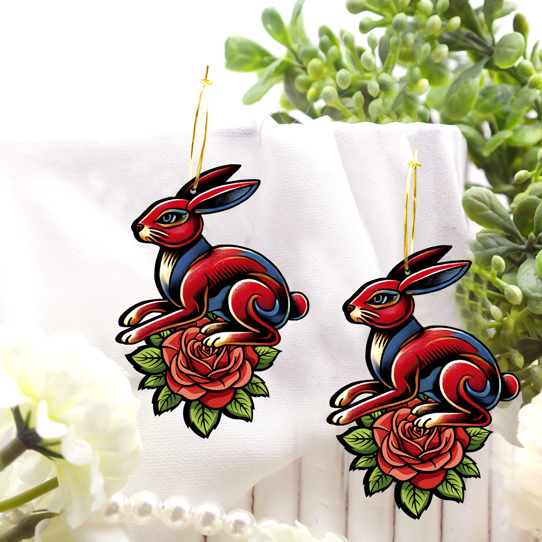 2pcs Handmade Jewelry Making Supplies Beads Cut Wooden Rabbit Charm For DIY Necklace Earring Brooch (WE323)