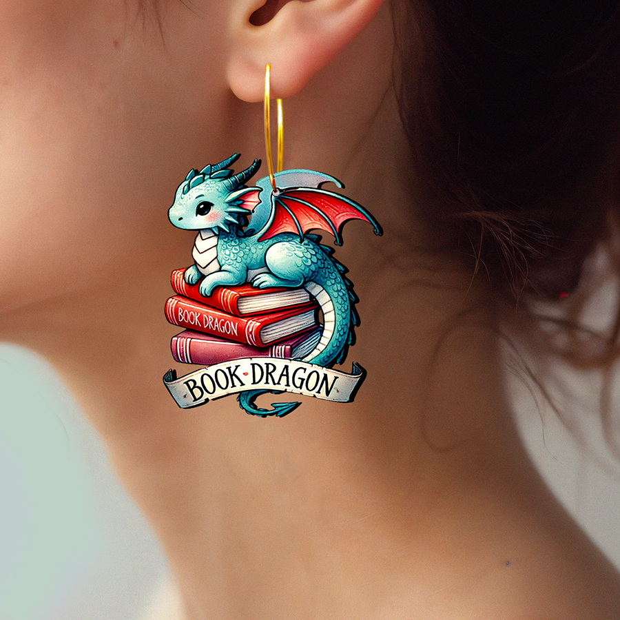 2pcs Handmade Jewelry Making Supplies Beads Cut Wooden Little Flying Dragon of the Book Charm For DIY Necklace Earring Brooch (WE343)