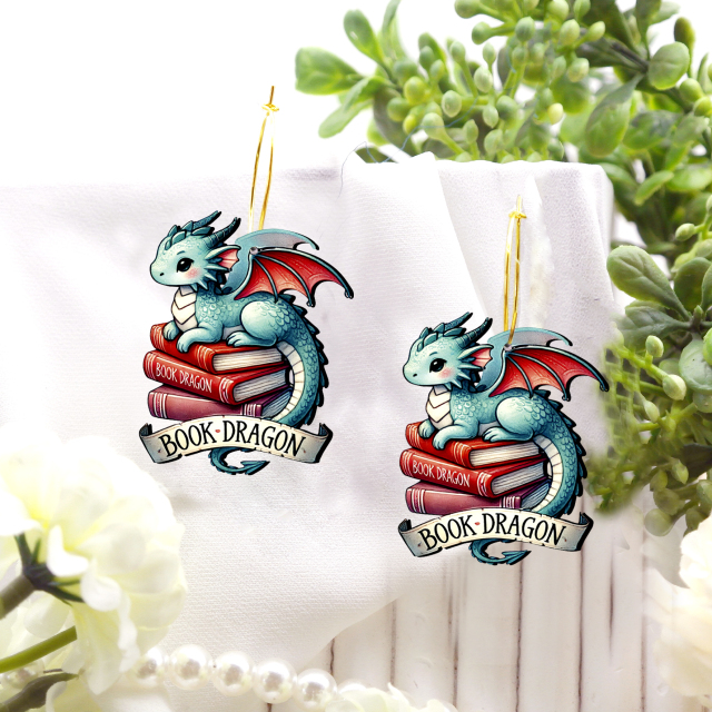 2pcs Handmade Jewelry Making Supplies Beads Cut Wooden Little Flying Dragon of the Book Charm For DIY Necklace Earring Brooch (WE343)