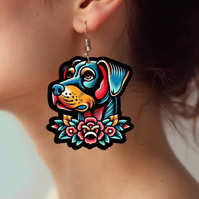 2pcs Handmade Jewelry Making Supplies Beads Cut Wooden Dog Charm For DIY Necklace Earring Brooch (WE336)