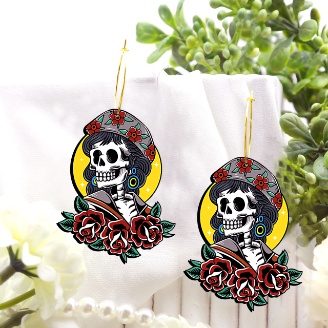 2pcs Handmade Jewelry Making Supplies Beads Cut Wooden Skull Charm For DIY Necklace Earring Brooch (WE342)