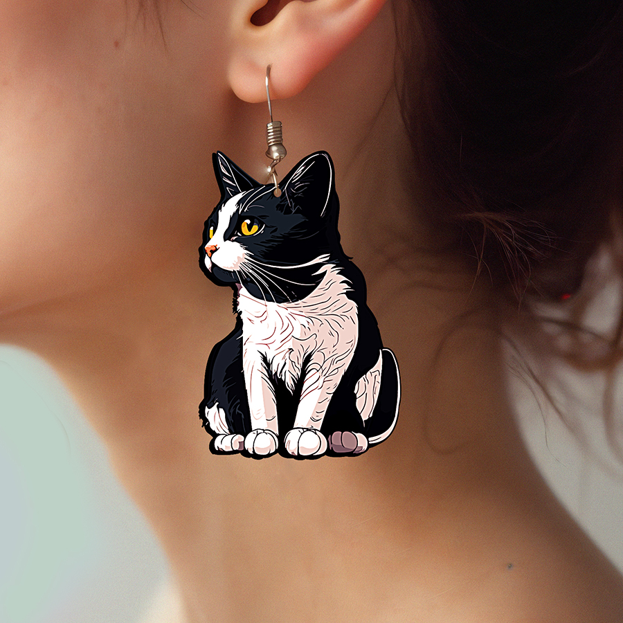 2pcs Handmade Jewelry Making Supplies Beads Cut Wooden Cat Charm For DIY Necklace Earring Brooch (WE330)