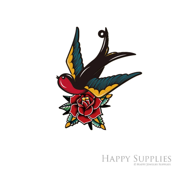 2pcs Handmade Jewelry Making Supplies Beads Cut Wooden Swallow Charm For DIY Necklace Earring Brooch (CW986)