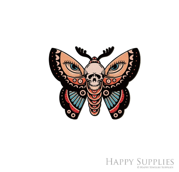2pcs Handmade Jewelry Making Supplies Beads Cut Wooden Moth Charm For DIY Necklace Earring Brooch (CW987)
