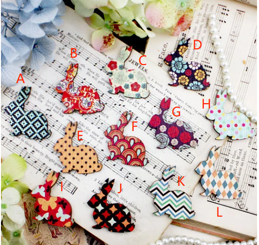 2pcs Handmade Jewelry Making Supplies Beads Cut Wooden Rabbit Charm For DIY Necklace Earring Brooch (CWL01)