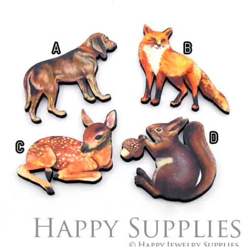 2pcs Handmade Jewelry Making Supplies Beads Cut Wooden Animal Charm For DIY Necklace Earring Brooch (CW077)