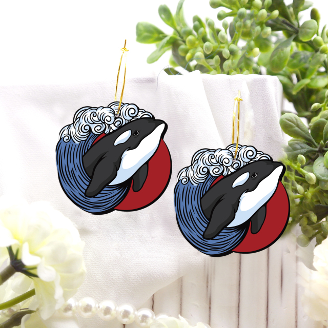 2pcs Handmade Jewelry Making Supplies Beads Cut Wooden Whale Charm For DIY Necklace Earring Brooch (WE363)