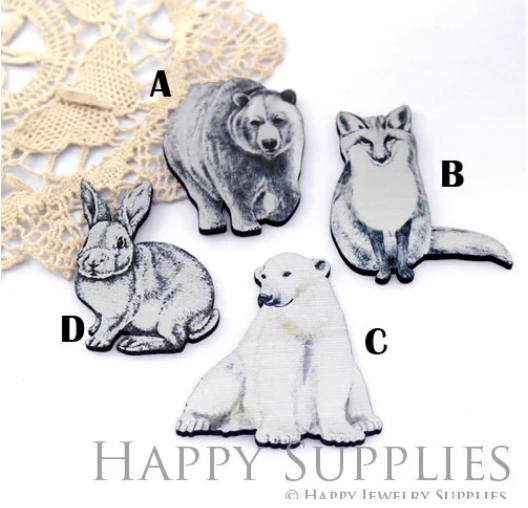 2pcs Handmade Jewelry Making Supplies Beads Cut Wooden Animal Charm For DIY Necklace Earring Brooch (CW104)