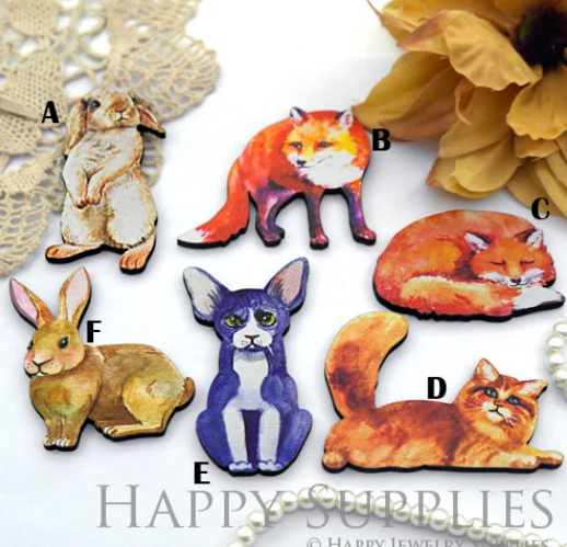 2pcs Handmade Jewelry Making Supplies Beads Cut Wooden Animal Charm For DIY Necklace Earring Brooch (CW105)