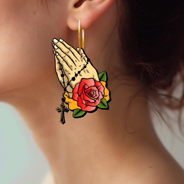 2pcs Handmade Jewelry Making Supplies Beads Cut Wooden Hand Charm For DIY Necklace Earring Brooch (WE355)