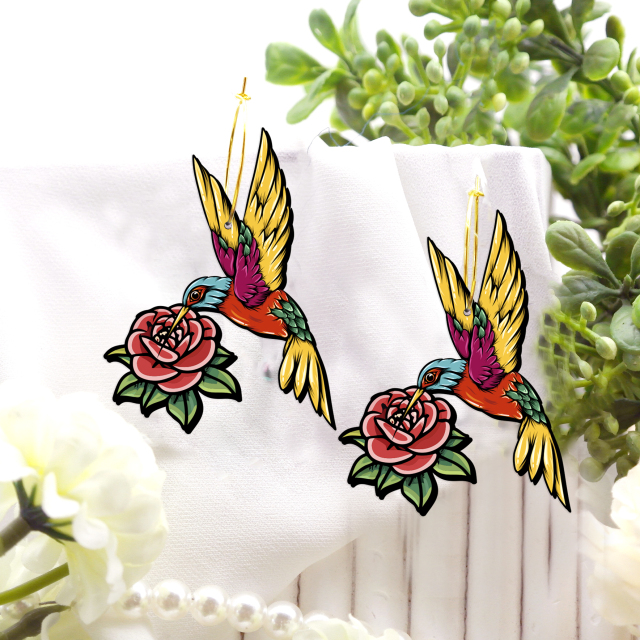 2pcs Handmade Jewelry Making Supplies Beads Cut Wooden Bird Charm For DIY Necklace Earring Brooch (WE356)