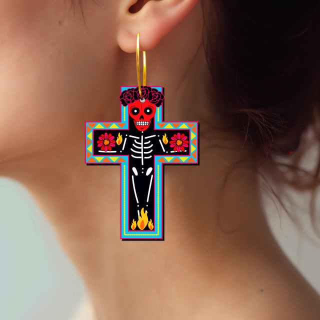2pcs Handmade Jewelry Making Supplies Beads Cut Wooden Cross Charm For DIY Necklace Earring Brooch (WE357)