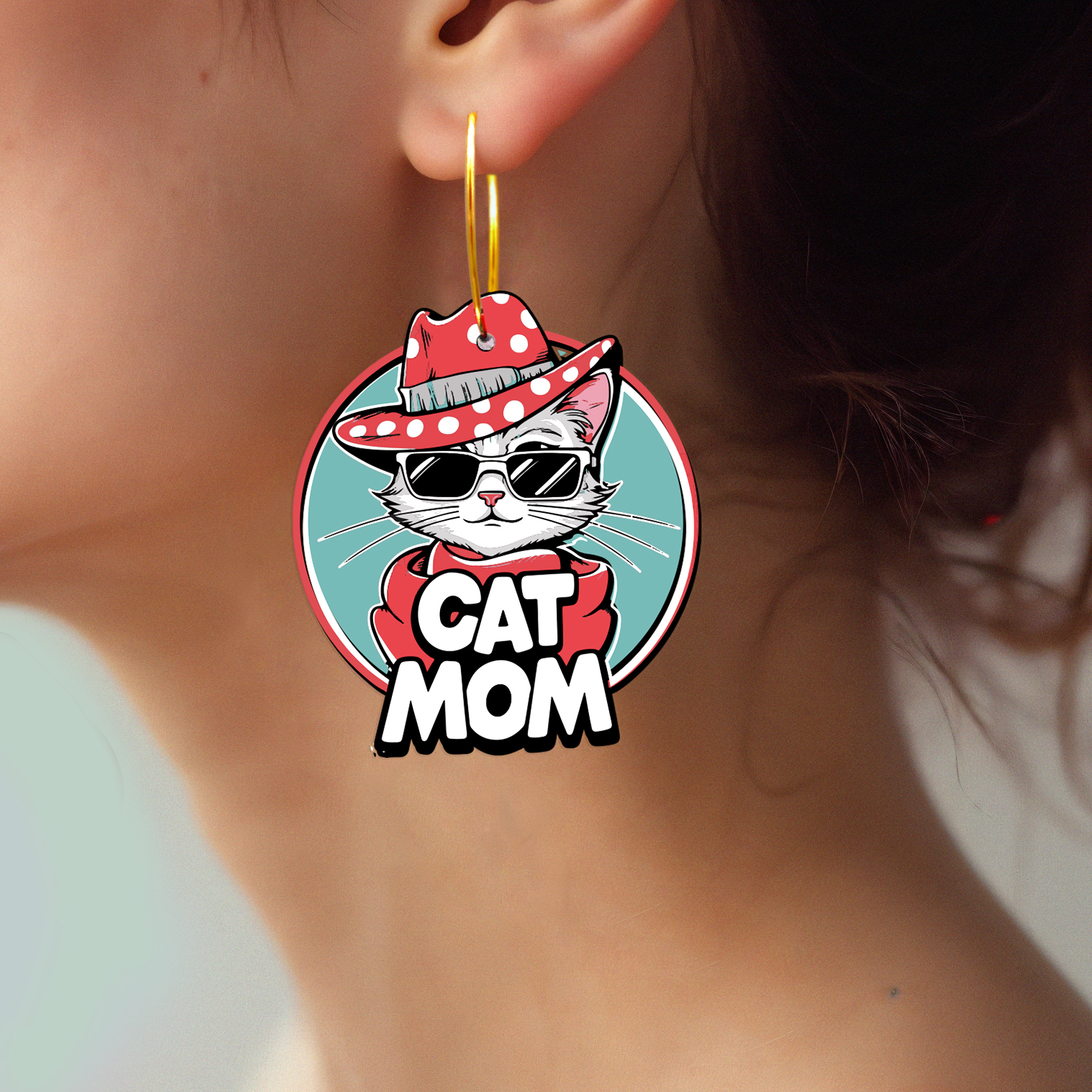 2pcs Handmade Jewelry Making Supplies Beads Cut Wooden Cat Charm For DIY Necklace Earring Brooch (WE358)