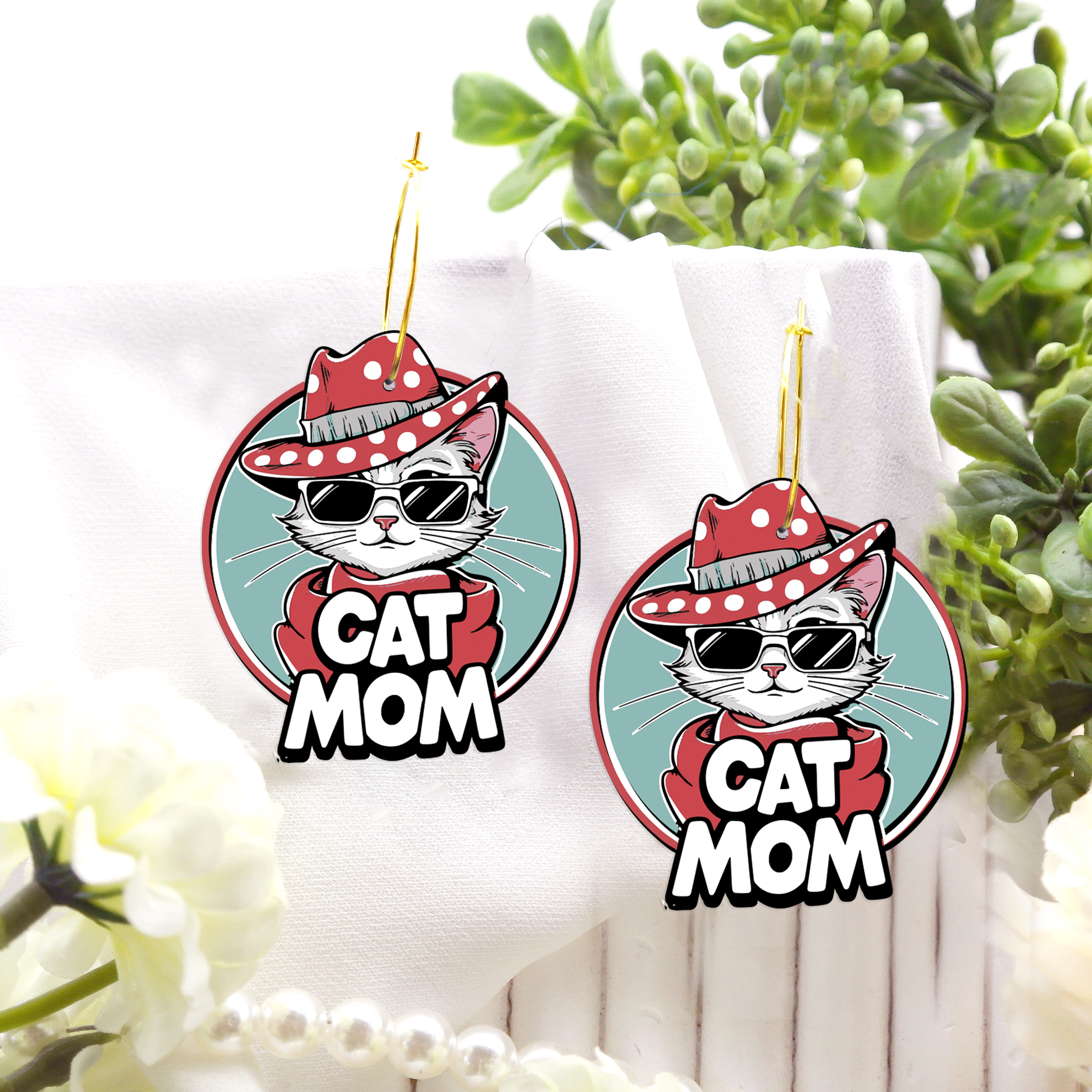 2pcs Handmade Jewelry Making Supplies Beads Cut Wooden Cat Charm For DIY Necklace Earring Brooch (WE358)